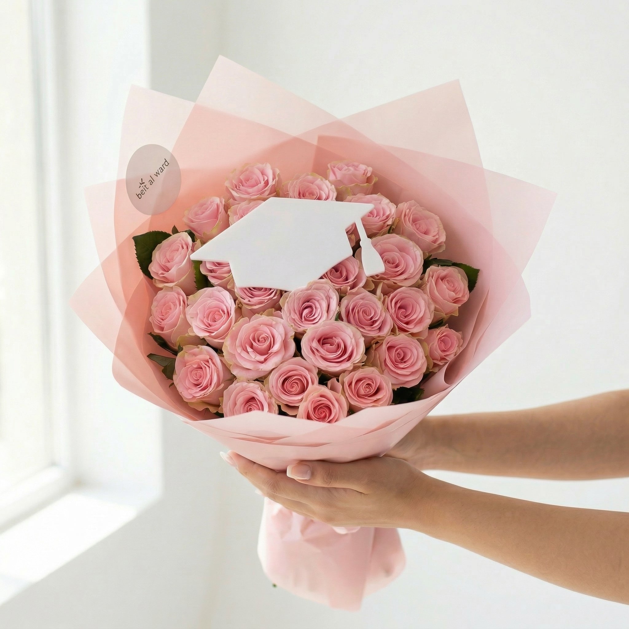 Cap on in pink